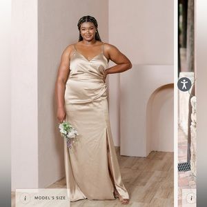 Revelry Rory Satin bridesmaid Dress - gold champagne